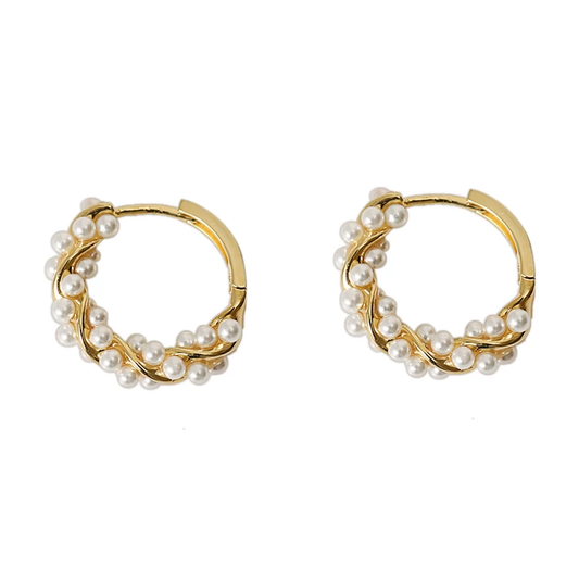 Celeste Pearl Hoop Earrings
