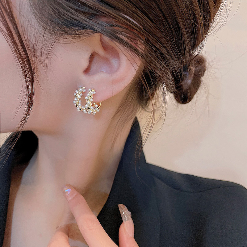 Celeste Pearl Hoop Earrings