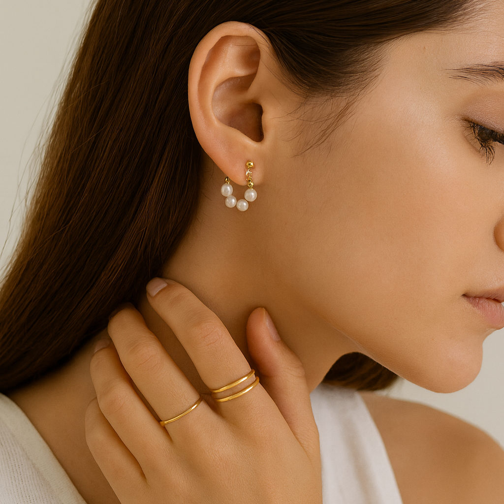 Pearl Bloom Hoop Earrings