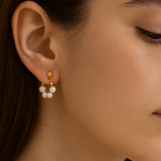 Pearl Bloom Hoop Earrings