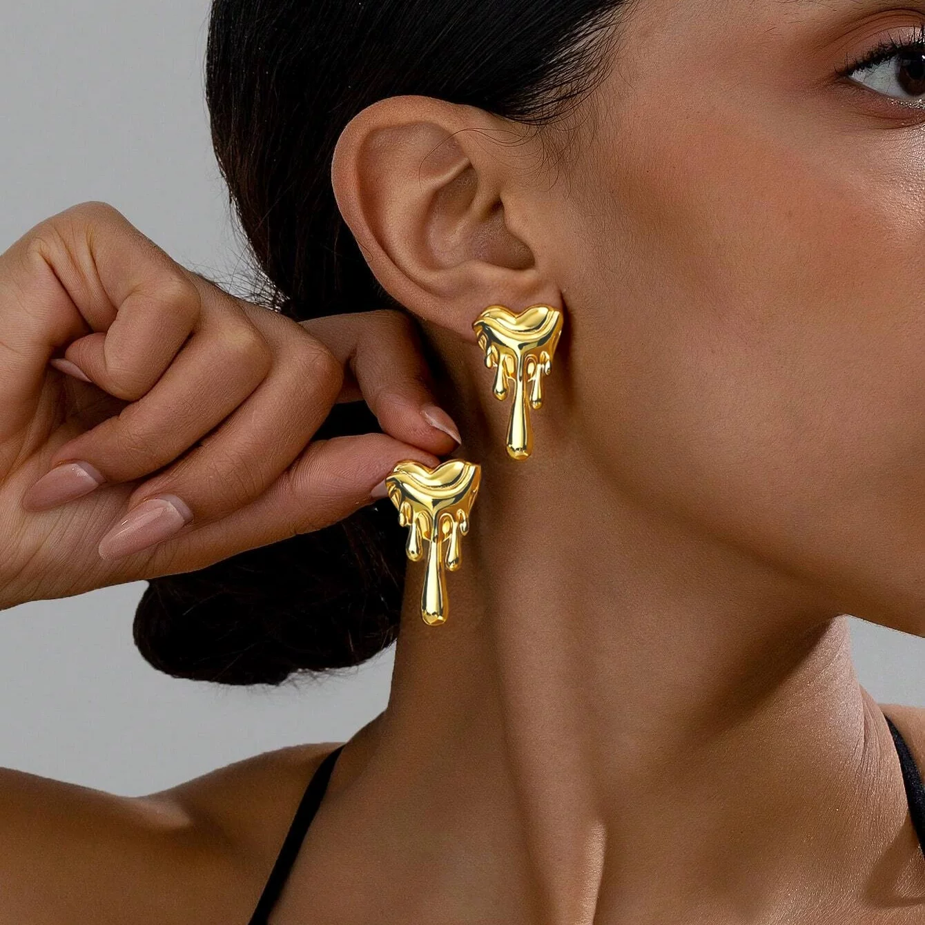 Maya Molten Heart Drop Earrings