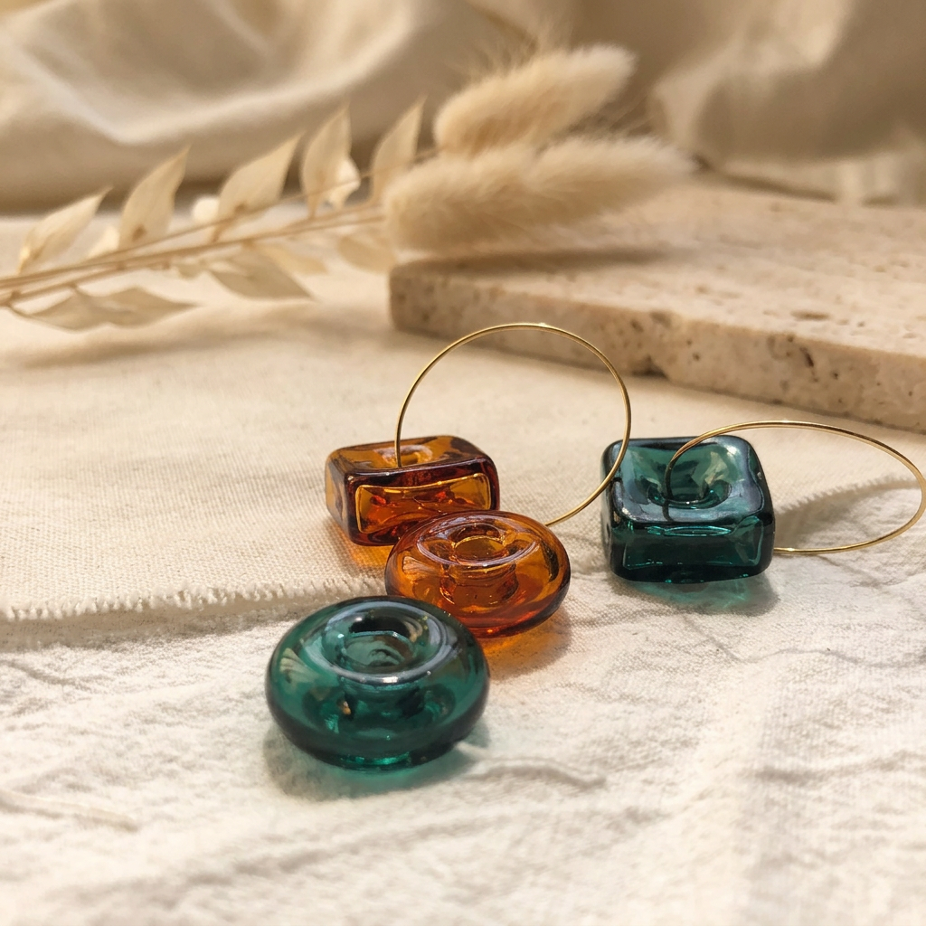 Crystal Clear Lucite Hoop Earrings [Pine Green]