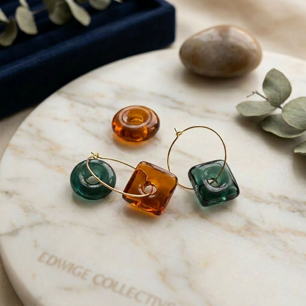 Crystal Clear Lucite Hoop Earrings [Pine Green]